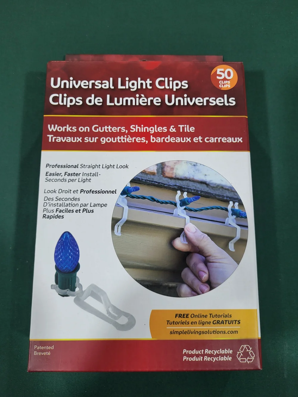 Universal Light Clips - 50-Pack White Clips for Holiday Lights